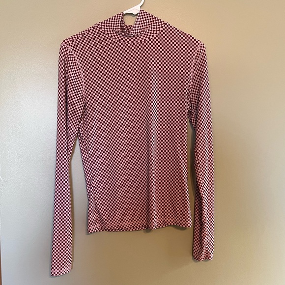 Levi’s checkerboard second skin mock neck top - M - Picture 2 of 6